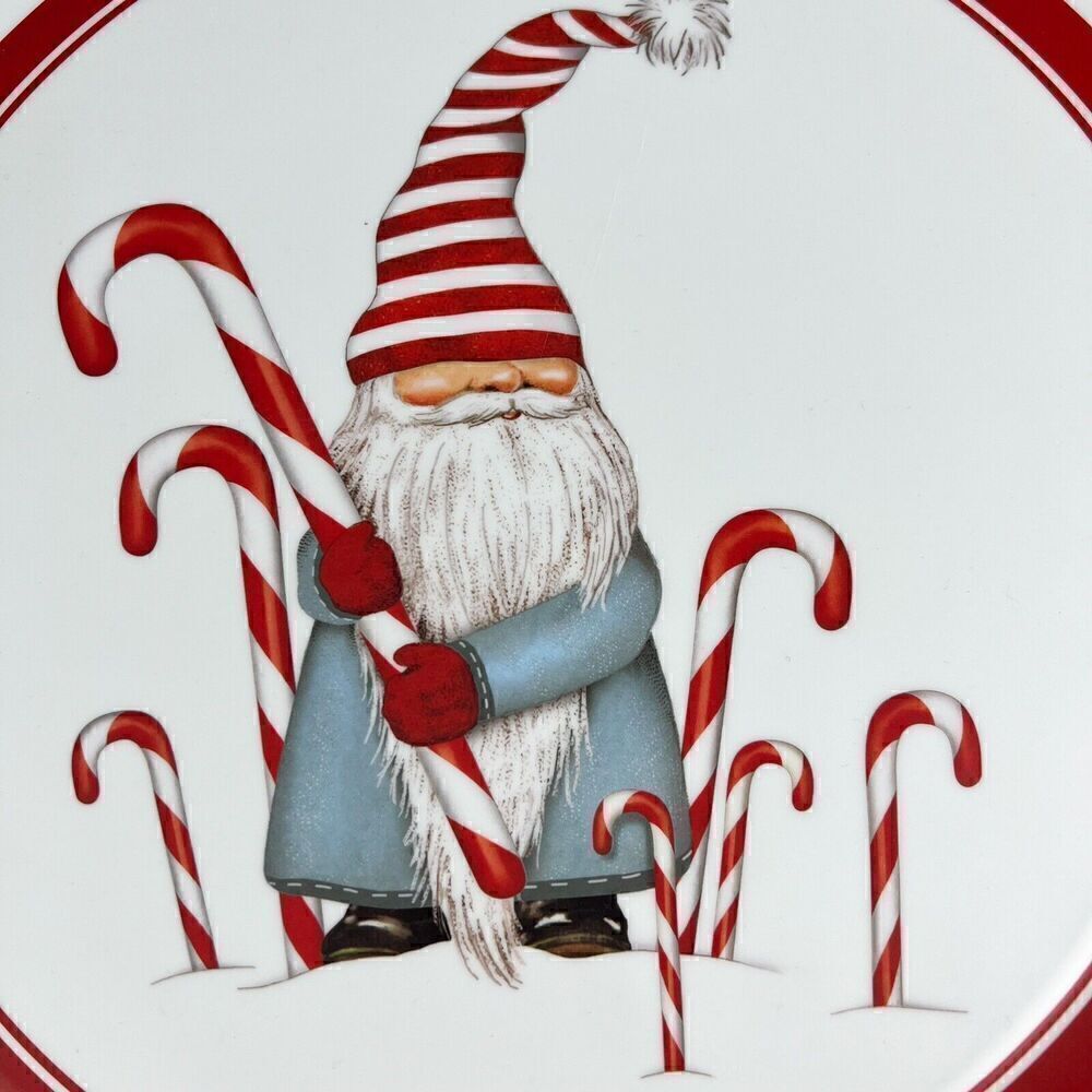 Melamine Gnome And Candy Cane Serving Plate Platter 16” NEW - Picture 3 of 7